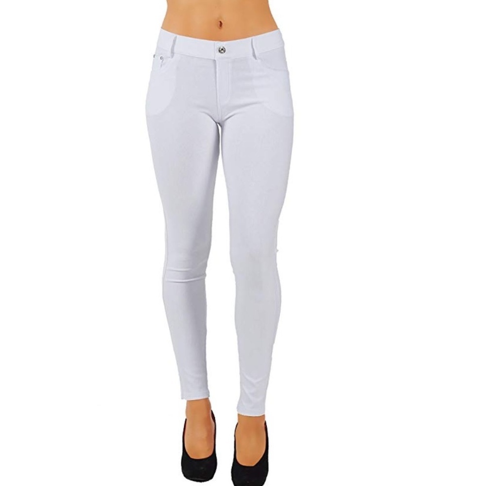 Jean Look Jeggings Slim Fit Pull Up Pants - Picture 2 of 4